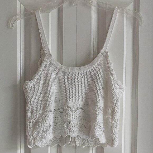 Aeropostale White Cropped Tie-Front Crop Top Women's Size M - Picture 6 of 11